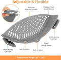 Clip on Strainer for All Pots Pan,Silicone Pasta Strainer Kitchen Gadgets,Collapsible Colander for Noodle,Vegetables,Fruit,Spaghetti (Grey)