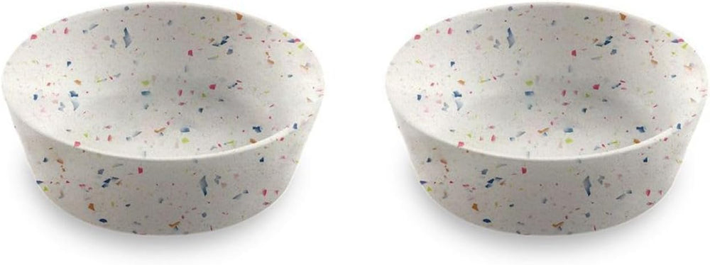 Abode Homewares Terrazzo Brights 5 Cup Durable Melamine Pet Bowls, Shatter-Resistant and Dishwasher-Safe Food and Water Bowl Set for Large Dogs - Beige, Multicolor - Set of 2
