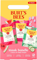Mothers Day Gifts, Face Mask Bundle Set, Hydrating Watermelon, Calming Rose, & Refreshing Cucumber, Face Sheet Masks for Single Use Skin Care, 99% Natural Origin, 3 Count, 0.33Oz Each
