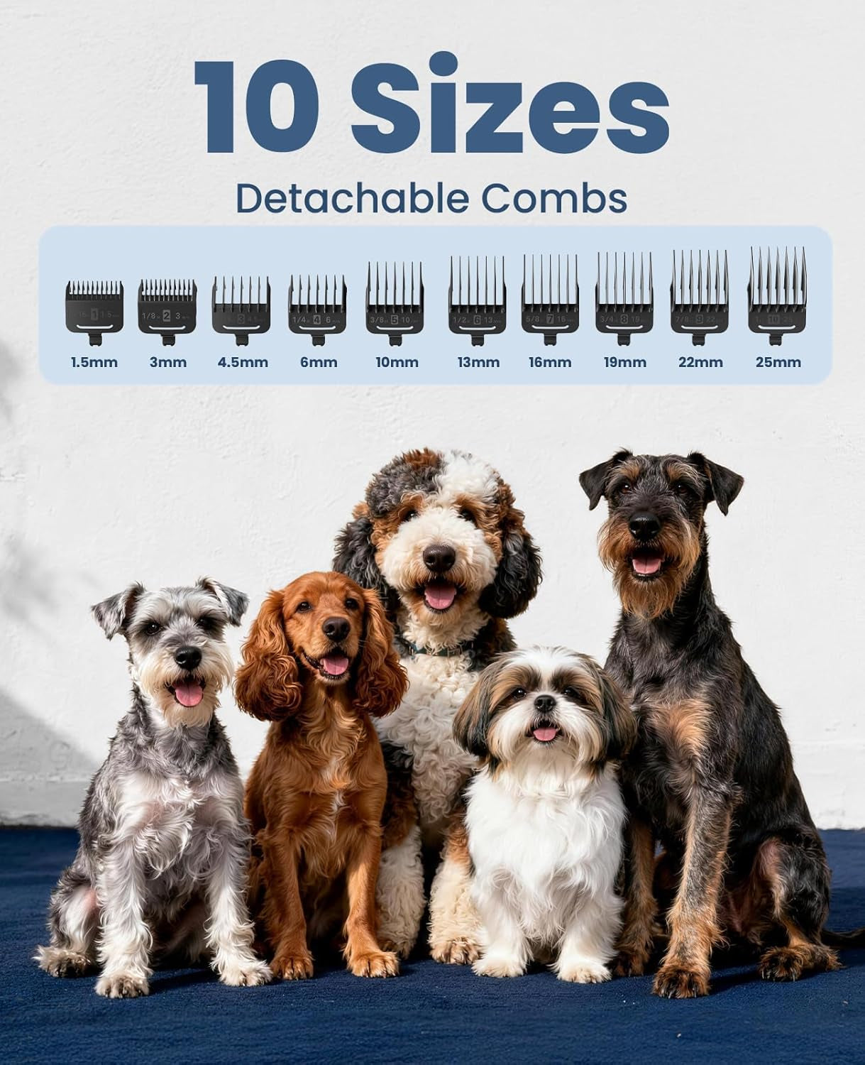 Dog Clippers for Grooming for Thick Heavy Coats/Low Noise Rechargeable Cordless Pet Shaver with Detachable Stainless Steel Blade/Waterproof Dog Shaver for Dogs Pets and Animals (Silver)