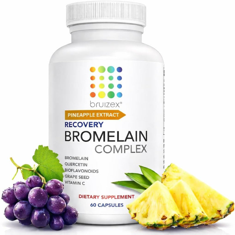 Bromelain & Quercetin Recovery Complex - Post Surgery Recovery Bruising, Swelling Relief, Lymphatic Drainage - Post 360 Lipo, BBL, Liposuction, Tummy Tuck - Non GMO - 60 Capsules