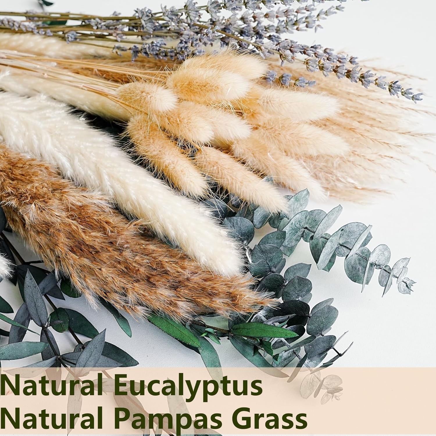 Green Pampas Grass Boho Bouquet â€“ Exquisite Lavender and Eucalyptus Dried Flower Arrangements for Western Boho Decor â€“ Rustic Flowers for Your Bohemian Home, Bedroom, and Wedding Table DÃ©cor