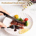 24-Piece Black Silverware Set with Steak Knives Flatware Set for 4 Food-Grade Stainless Steel Cutlery Set Mirror Polished Utensils Set Include Spoons and Forks for Home Kitchen Restaurant