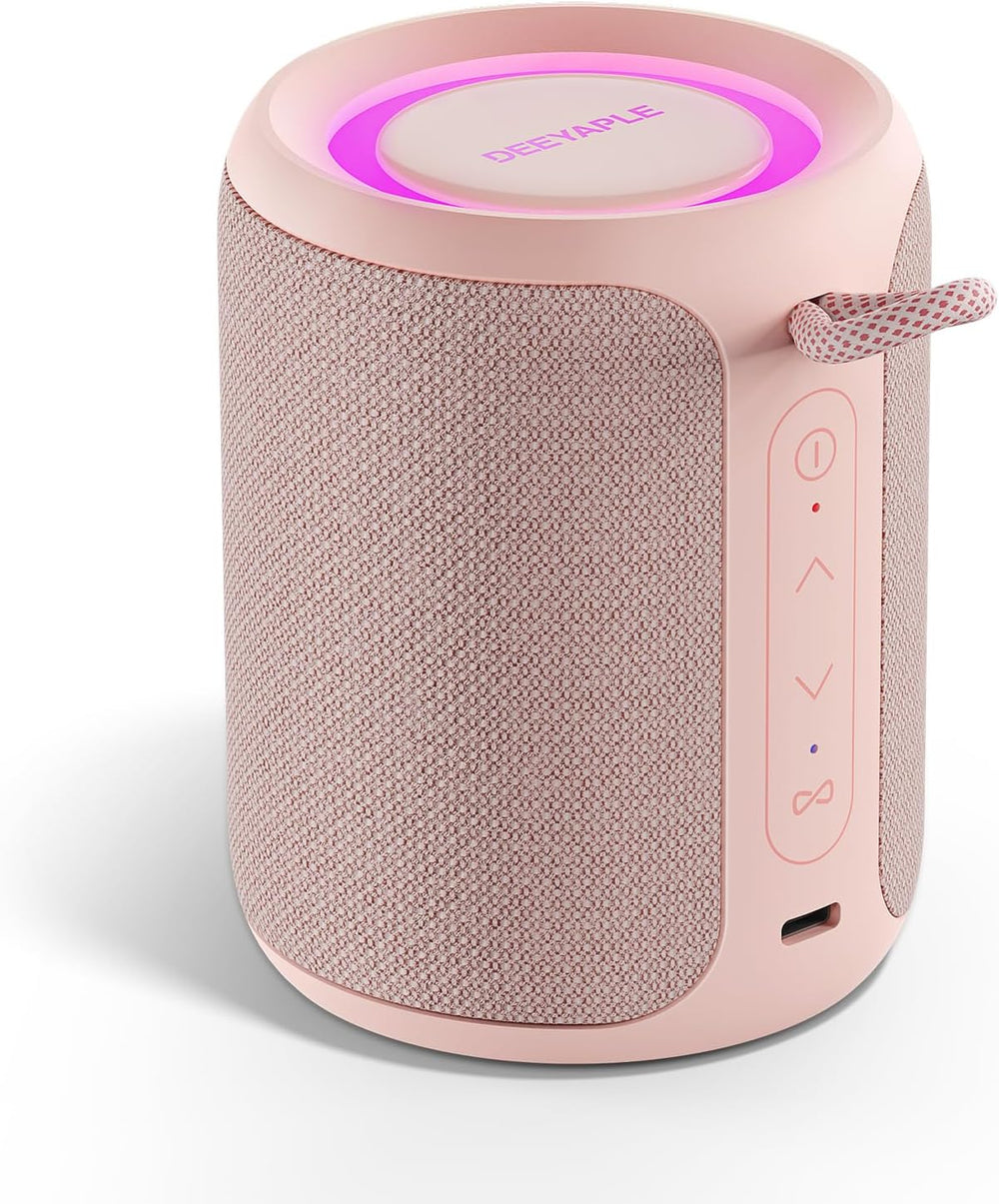 Bluetooth Speaker Wireless,Ip67 Waterproof & Dustproof Portable Speaker with Lights,15W Loud Stereo Sound, 2500Mah Battery All Day Playtime, TWS Pairing, BT5.3, Home/Party/Outdoor/Beach (Pink)