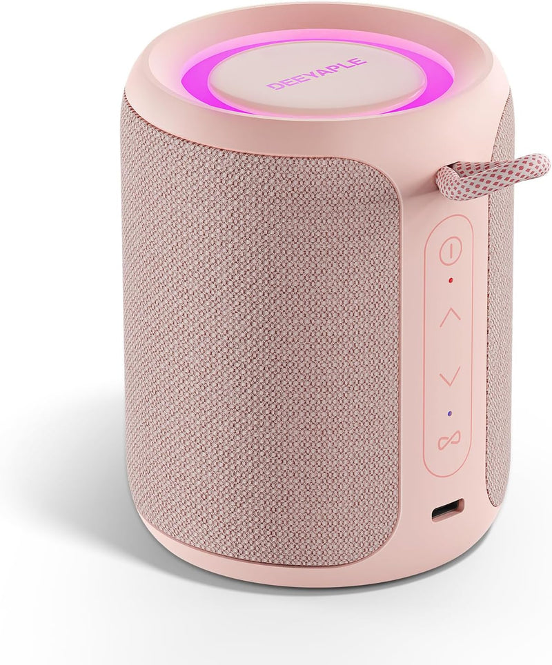 Bluetooth Speaker Wireless,Ip67 Waterproof & Dustproof Portable Speaker with Lights,15W Loud Stereo Sound, 2500Mah Battery All Day Playtime, TWS Pairing, BT5.3, Home/Party/Outdoor/Beach (Pink)