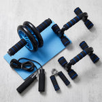 AB Wheel Roller Kit with Push-Up Bar, Knee Mat, Jump Rope and Hand Gripper - Home Gym Workout for Men Women Core Strength & Abdominal Exercis