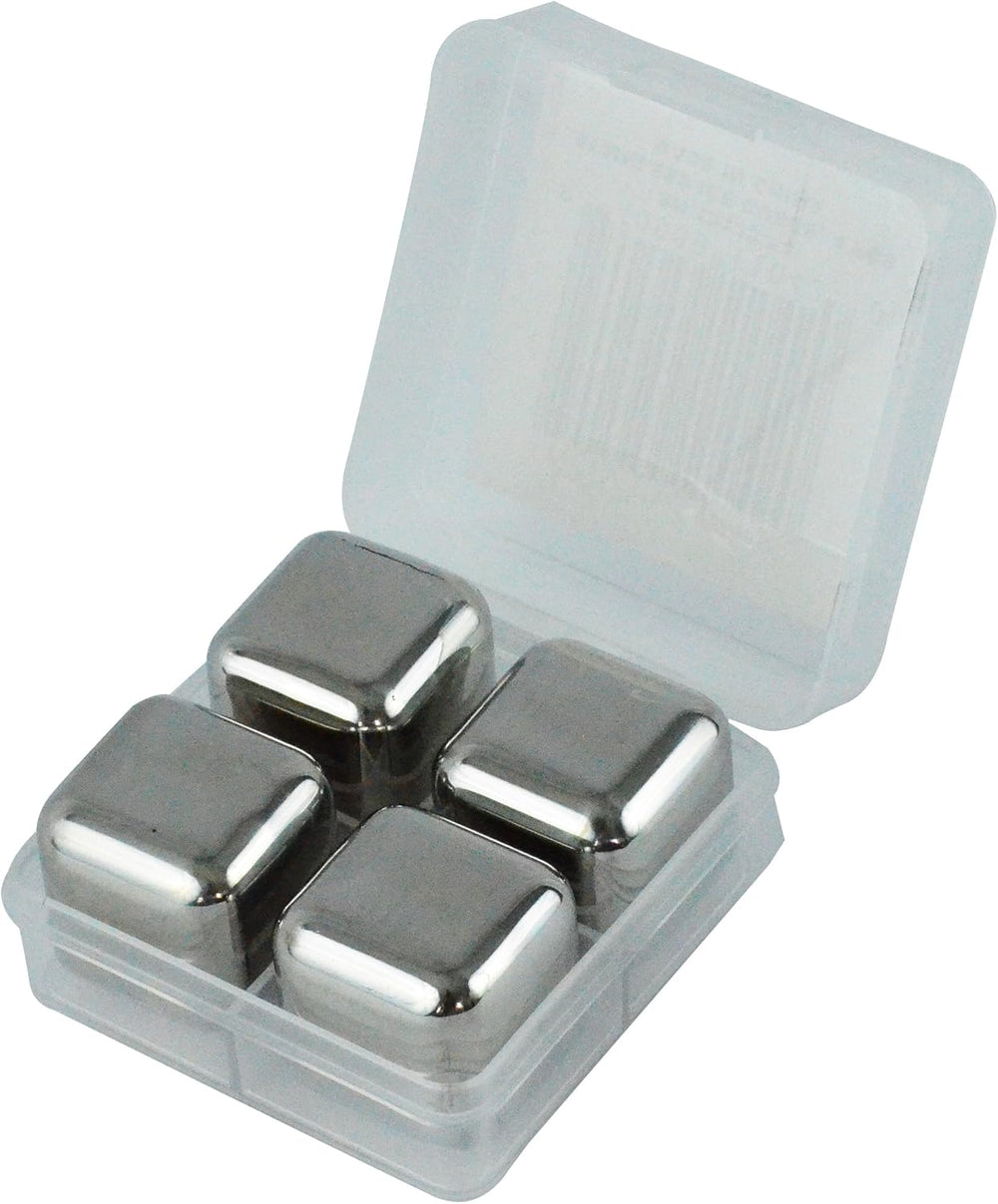 Reusable Ice Cubes Stainless Steel Chilling Stones for Whiskey Wine Beverage, Set of 4