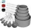 Measuring Cups & Spoons Set, Stackable Cups and Spoons, Nesting Measure Cups with Stainless Steel Handle, Kitchen Gadgets for Cooking & Baking (Gray)