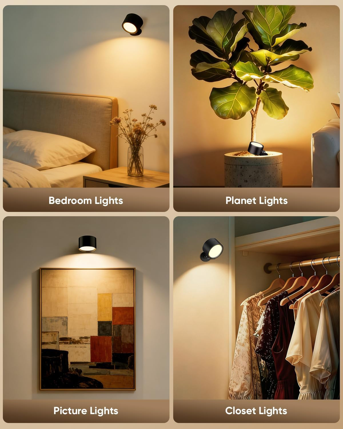 LED Wall Mounted Lights 2 Pcs with Remote, Rechargeable Wall Sconce with 3 Color Temps & Dimmable Magnetic 360Â° Rotation Cordless Light for Bedroom Reading Bedside