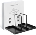Napkin Holder for Table, Metal Napkin Holder with Salt and Pepper Shakers Caddy, Standing Paper Napkin Storage for Kitchen Dining Table Decor, Black
