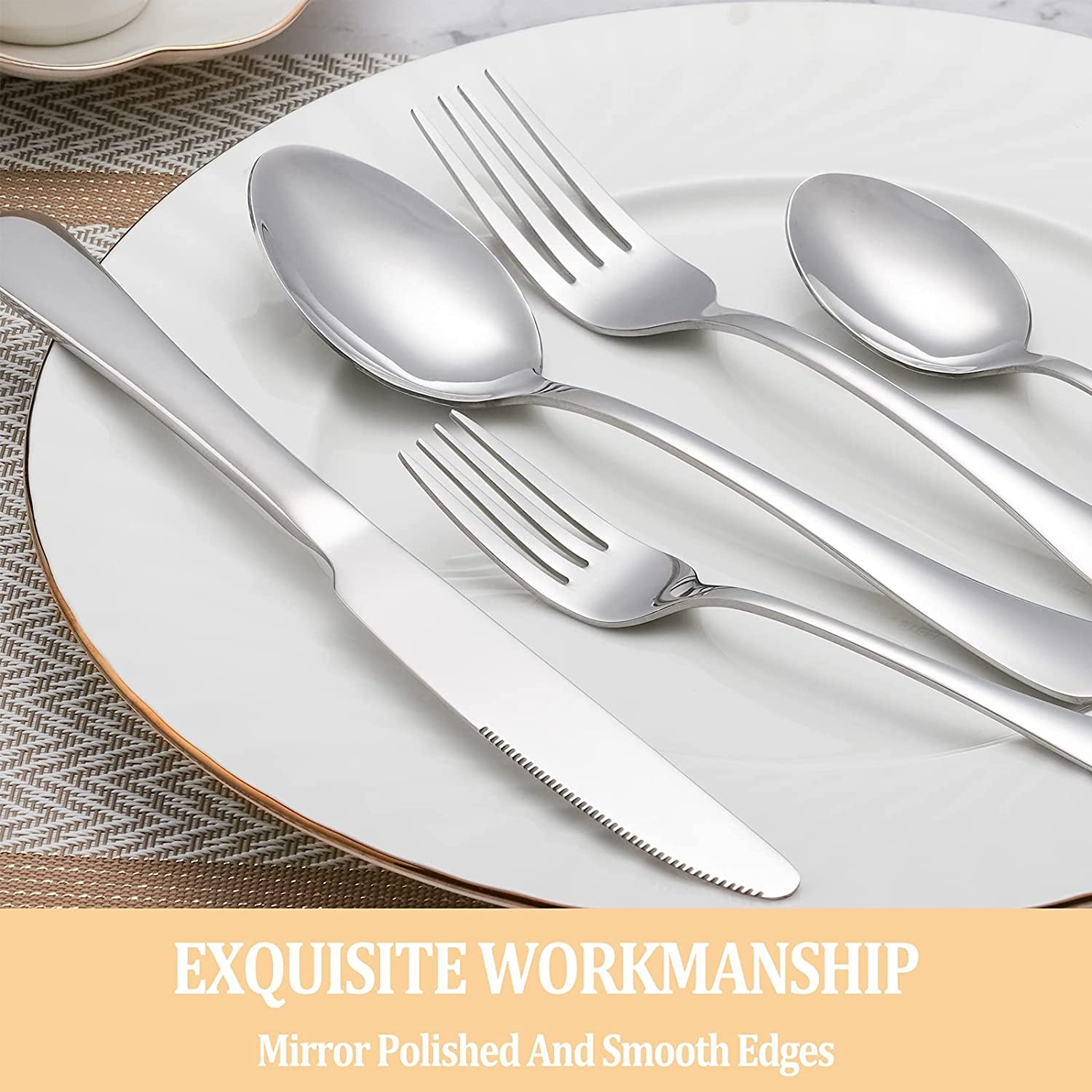 30 Pcs Silverware Set Service for 6,Premium Stainless Steel Flatware Set,Mirror Polished Cutlery Utensil Sets,Durable Kitchen Eating Tableware Sets,Include Fork Knife Spoon,Dishwasher Safe