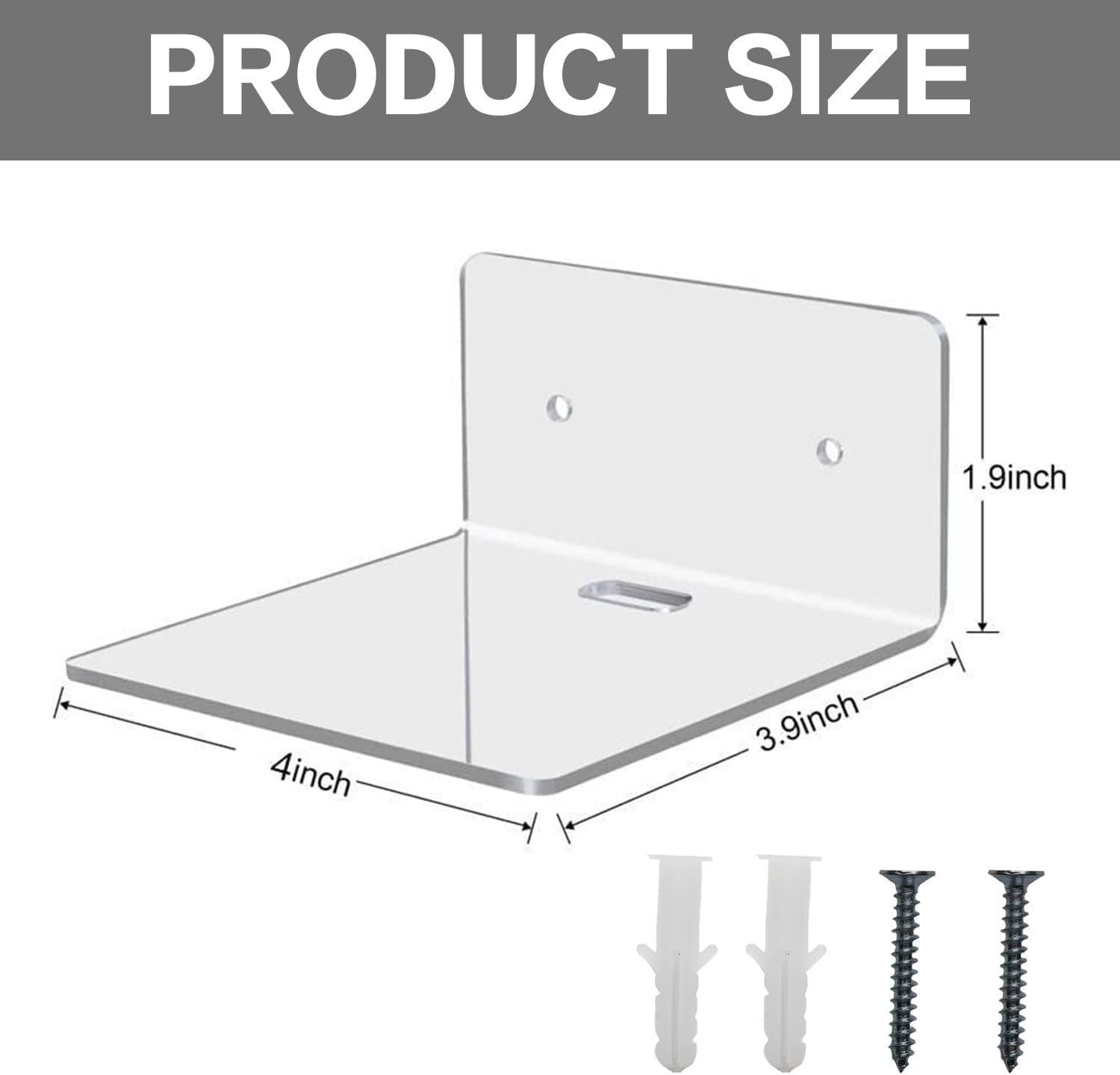 4 Pack Small Floating Shelves for Wall, 4'' Clear Acrylic Wall Shelf Display Ledges for Bedroom, Bathroom, Living Room & Office, Mini Storage Shelves Screw Installation