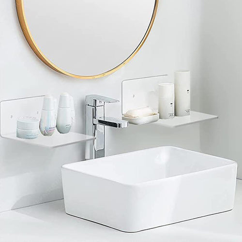 4 Pack Small Floating Shelves for Wall, 4'' Clear Acrylic Wall Shelf Display Ledges for Bedroom, Bathroom, Living Room & Office, Mini Storage Shelves Screw Installation