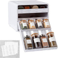 SpicestackÂ® Adjustable Spice Rack Organizer, Pull-Down 24-Bottle Seasonings and Spices Holder for Kitchen Cabinet and Pantry Organization with 104 Included Labels | Adjustable