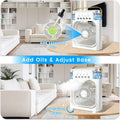 Portable Air Conditioner Fan, Mini Evaporative Air Cooler with 5 Spray Nozzles,3 Wind Speeds,3 Timers, 7 Colors LED Light,600Ml Personal AC Unit Fan for Bedroom Office Camping（White）