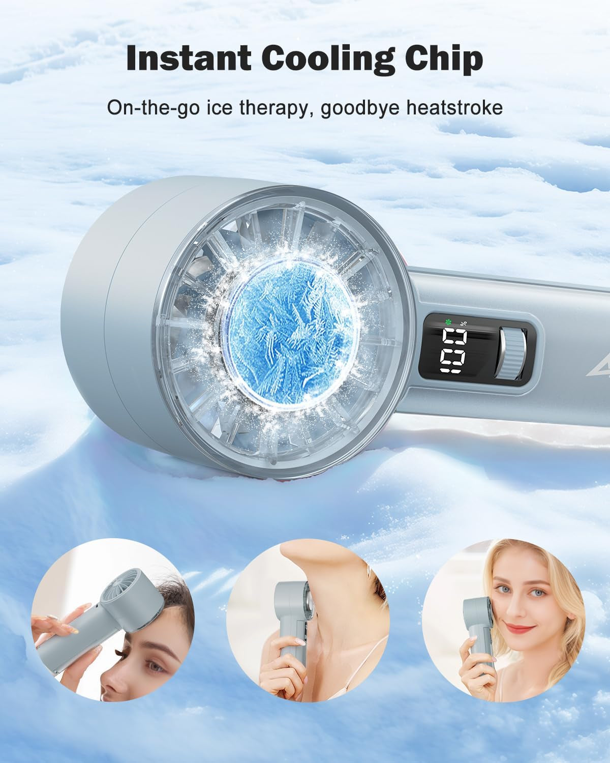 Handheld Fan with Ice Cooler, Mini Portable Fan Rechargeable, 18Hrs Cooling, 0-100 Adjustable Speed, Small yet Powerful, Personal Hand Fans for Travel, Beach, Outdoor, Makeup, Gifts for Women