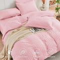 Pink Full Size Comforter Sets Seersucker 7 Pieces, All Season Luxury Bed in a Bag for Bedroom, Bedding Set with Comforters, Sheets, Pillowcases & Shams