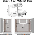 under Sink Organizer, Pull Out Cabinet Organizer 2 Tier Slide Out Sink Shelf Cabinet Storage Shelves, under Sink Storage for Kitchen Bathroom Cabinet, White, 1 Pack