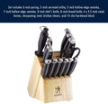 Statement Premium Quality 15-Piece Knife Block Set, Natural, Razor-Sharp, German Engineered Informed by 100+ Years of Mastery, Lightweight and Strong, Dishwasher Safe