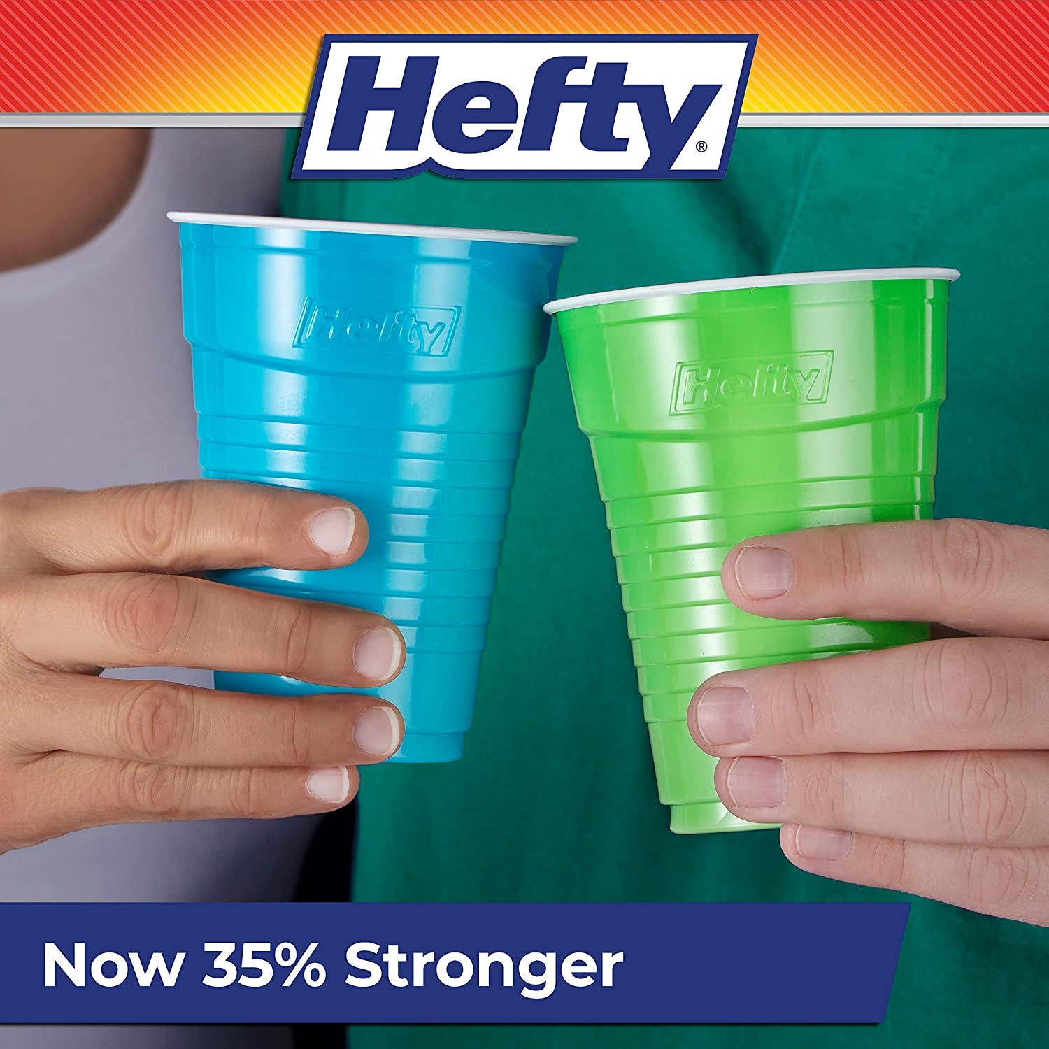 Party on Disposable Plastic Cups, Assorted, 16 Ounce, 100 Count