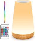 Rechargeable LED Night Light, Touch & Remote Control Bedside Lamp with 13 Colors, 5 Brightness Levels, Portable Table Lamp for Kids Baby Nursery, Bedroom, Bathroom, Camping, Light Brown