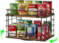 360Â° Rotating Can Rack Organizer for Pantry, 2-Tier Lazy Susan Can Organizer Holds up to 26 Soda Cans, Metal Wire & Wood Shelf with Turntable Storage for Kitchen Cabinet, Pantry & Countertop