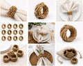 Handmade Jute Napkin Rings Set of 12 – Rustic Farmhouse Table Decor, Boho Woven Napkin Holders for Weddings, Parties & Dining Tables