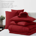 Full Size Comforter Sets Dark Red, 7 Pieces Bed in a Bag, Red Comforter Full Size, All Season Bedding Sets with Stitch Quilted Comforter, Flat Sheet, Fitted Sheet, Pillowcases