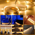 Motion Sensor LED Light Strip, 2PCS 9.8Ft Motion Sensor Light Indoor with Automatic Shut-Off Timer, Motion Activated Bed Lights under Cabinet Lighting Kit for Bedroom Home Hallway-Warm White