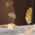 Two-Piece Luxury Nordic Metal Leaf Sculptures â€“ Elegant Gold Ginkgo & Palm Leaf Art DÃ©cor, Modern Minimalist Metal Craft for Living Room, Entryway, Wine Cabinet, Home & Office Decoration