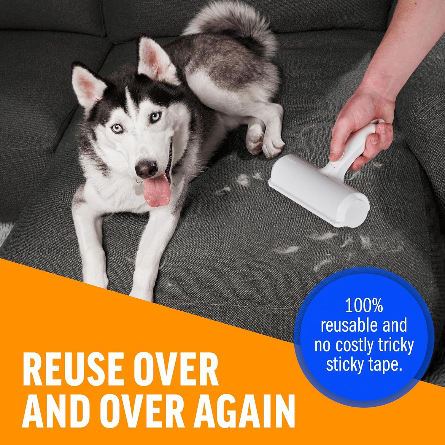 Pet Hair Remover â€“ Original Size Reusable Lint Roller for Cat & Dog Hair on Furniture, Couch, Carpet, Car, Rugs & Bedding â€“ Portable, Eco-Friendly (White)