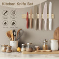Knife Set, 13 Pieces Kitchen Knives Set with Healthy Anti-Rust Coating, Dishwasher Safe, Stainless Steel Chef Knife Sets with 6 Blade Guards, Fathers Day Gift for Men