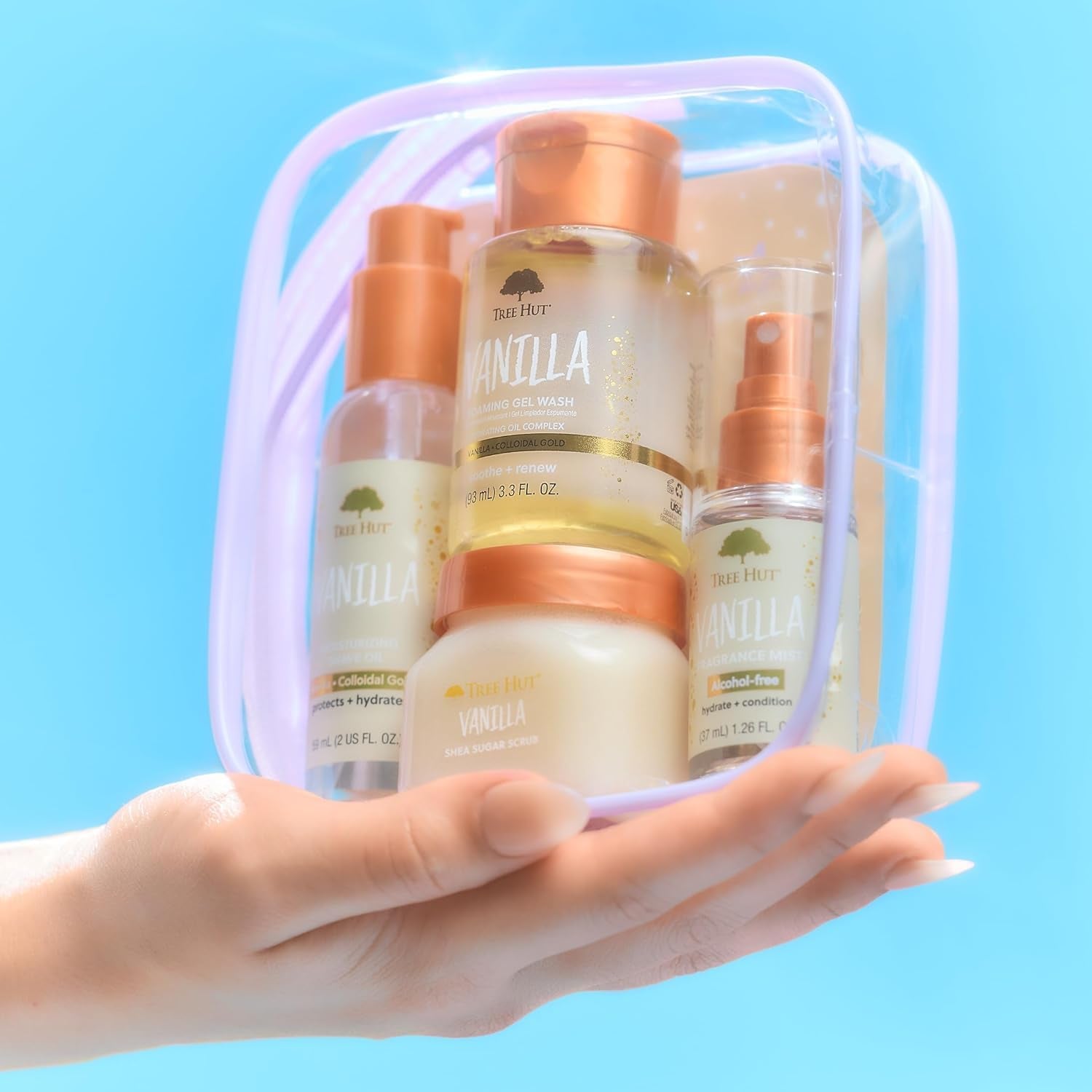 Mini Set Vanilla Everything Shower Gift Set for Women, Exfoliating Body Scrub, Body Wash & Body Butter, Travel Size Skin Care Set, Hydrating & Moisturizing Self-Care Gift for Smooth Skin