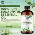 Eucalyptus Essential Oil with Glass Dropper - 100% Pure and Natural - Essential Oils for Diffuser, Aromatherapy, Soap and Candle Making, Eucalyptus Essential Oil, Eucalyptus Oil, 4 Fl Oz