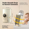 Portable Bottle Warmer for Travel - Car Waterless Bottle Warmer for Breastmilk & Formula Milk - Rechargeable Battery Powered Fast Heating with Temperature Control for on the Go Baby Feeding