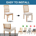 Waterproof Seat Covers for Dining Room Chairs Set of 4, Stretch Jacquard Removable Washable Chair Seat Slipcovers Protector, No Rear Covers, Beige