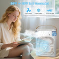 Portable Air Conditioner Fan, Mini Evaporative Air Cooler with 5 Spray Nozzles,3 Wind Speeds,3 Timers, 7 Colors LED Light,600Ml Personal AC Unit Fan for Bedroom Office Camping（White）