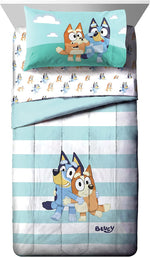 Bluey & Bingo 4 Piece Toddler Bedding Set – Includes Comforter, Sheets & Pillowcase, Super Soft Fade Resistant Microfiber, Official Licensed Toddler Bed Set for Boys and Girls, Blue