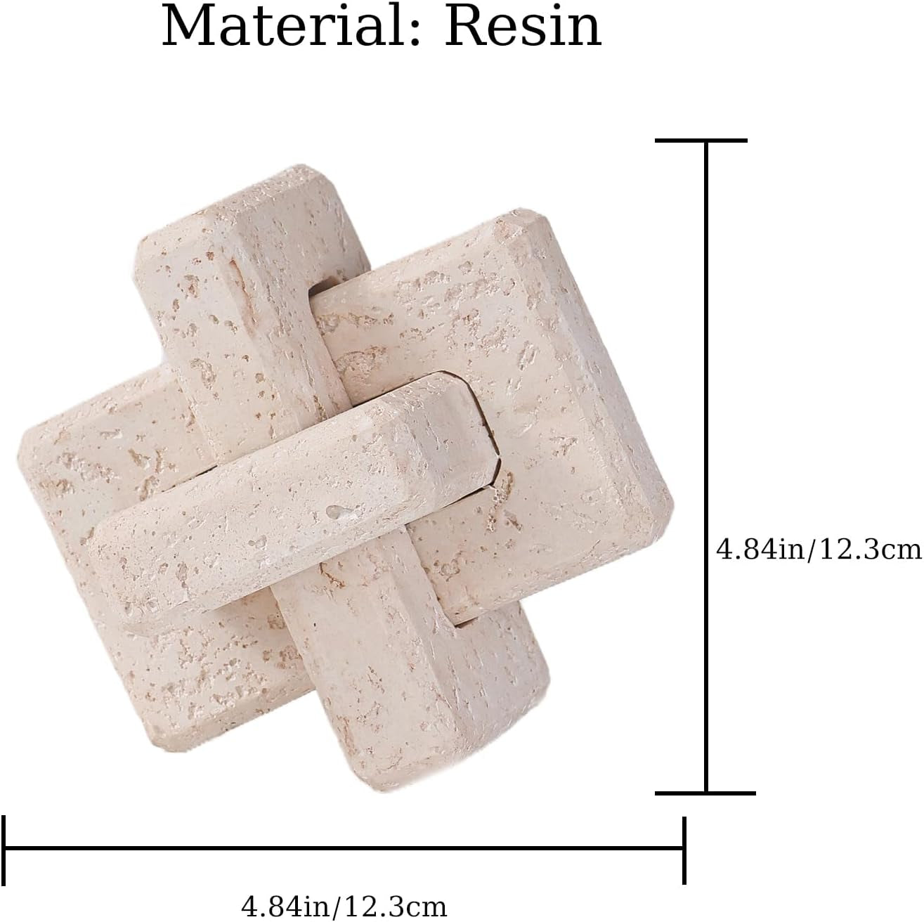 3-Link Knot Resin Travertine Decor, Coffee Table Decor, Book Shelf Entry Table Decoration, Boho Decorative Objects, Aesthetic Accents for Modern Rustic Office Living Room Home DÃ©cor