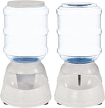 Automatic Pet Water Dispenser and Gravity Food Feeder Set for Cat and Dog, Easy to Clean, 6-Pound Food Capacity, 1-Gallon, Small, Gray, Pack of 2