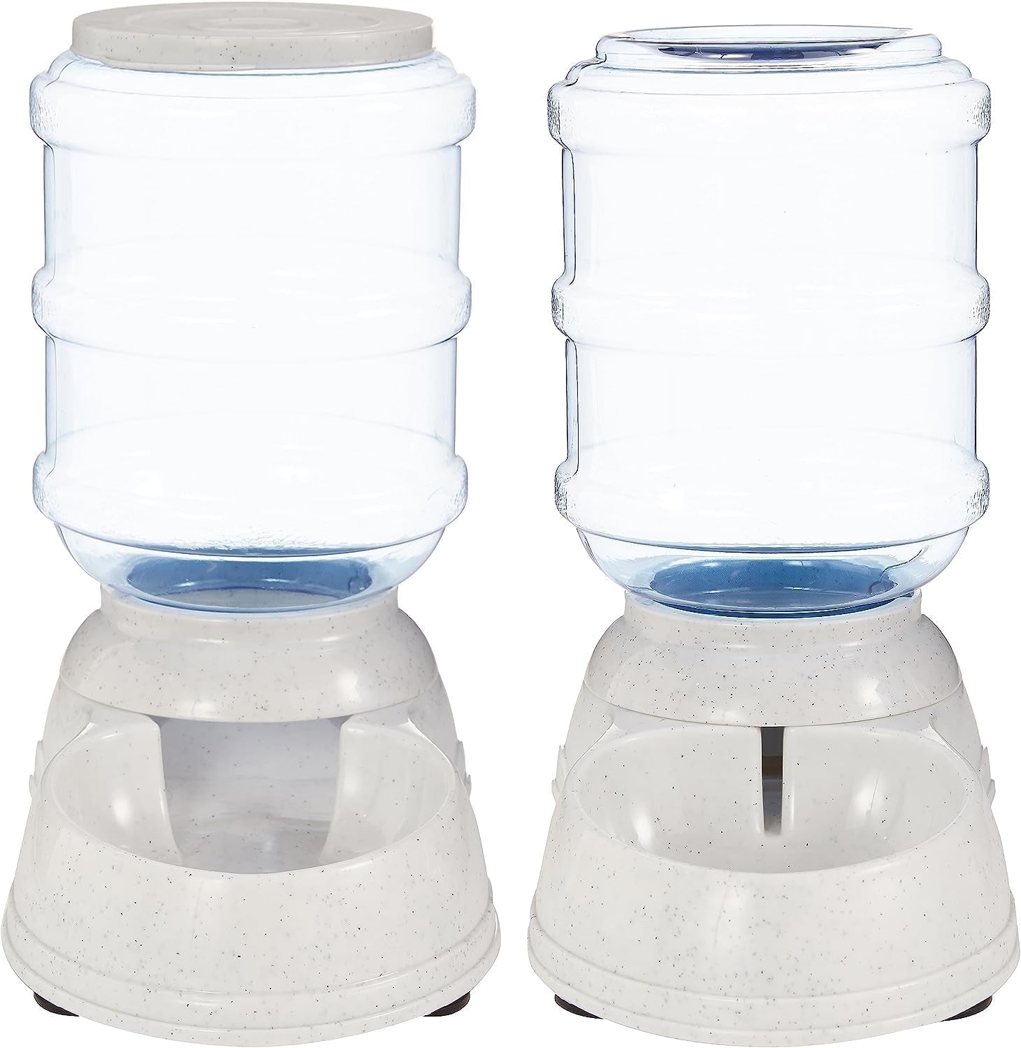 Automatic Pet Water Dispenser and Gravity Food Feeder Set for Cat and Dog, Easy to Clean, 6-Pound Food Capacity, 1-Gallon, Small, Gray, Pack of 2