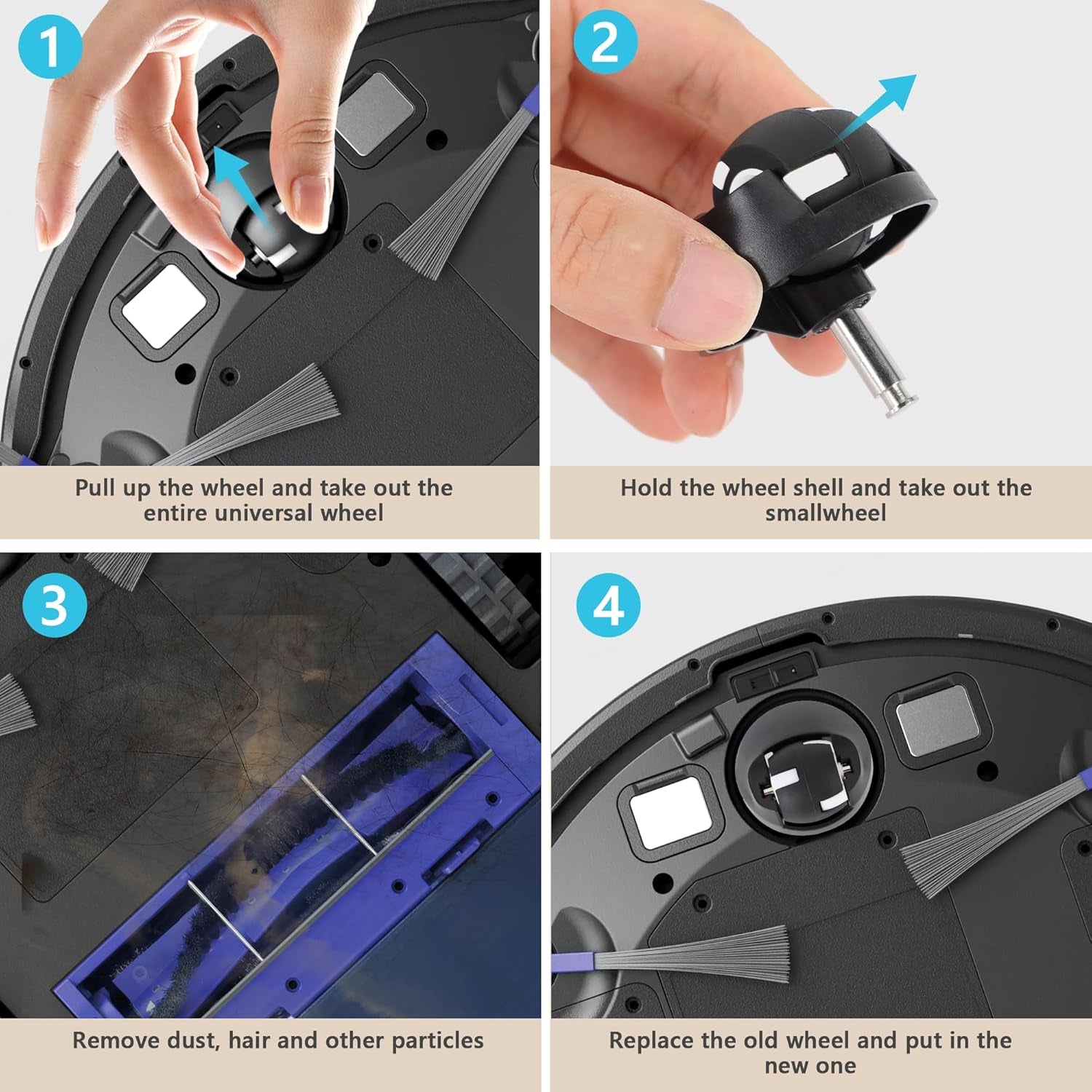 Swivel Wheel Robot Vacuum Replacement Vacuum Cleaner Sweeper Universal Wheel Attachments Fit for Eufy Robovac 11S Robovac 30