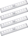 under Cabinet Lighting â€“ Motion Sensor Closet Lights, Battery Operated LED Strip Light Bar, Stick-On Wireless Indoor Lights for Kitchen, Pantry, Hallway, Stairs, 4 Pack