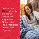 Magnesium Citrate Supplement Gummies with Prebiotics & Probiotics for Stress, Sleep & Recovery - Vegan, Gluten Free, Kosher, Non-Gmo, No Added Sugars, Raspberry Flavor, 60 Count