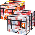 4 Pack Clear Clothes Storage Bags, Vinyl Blanket Storage Containers with Heavy Duty Zipper, Foldable Moving Bags, Closet Organizers for Bedding, Clothing, Comforters, Linens, Duvet (40L)