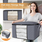 6 Pack Storage Bags for Clothes and Blanket, Foldable Closet Organizers and Storage with Zippers, Clear Window and Handles, Fabric Storage Bins for Sweater, Comforter, Bedding,Linen Sheets
