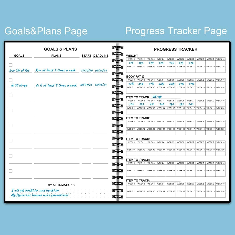 Workout Log for Women & Men - A5 Fitness Planner/Journal to Track Weight Loss, Workout Journal for GYM, Bodybuilding Progress - Daily Health & Wellness Tracker, Black