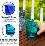 Optix Plastic Reusable Drinking Glasses (Set of 16) 14Oz Rocks & 20Oz Water Cups in Coastal Colors | Bpa-Free Tumblers, Made in USA | Top-Rack Dishwasher Safe