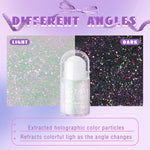 Roll-On Holographic Body Glitter Gel for Face Hair, Chameleon Color Changing Glitter Gel under Light, Chunky Mermaid Sequins Festival Party Rave Accessories Shimmer Makeup (Sparkling Pink)