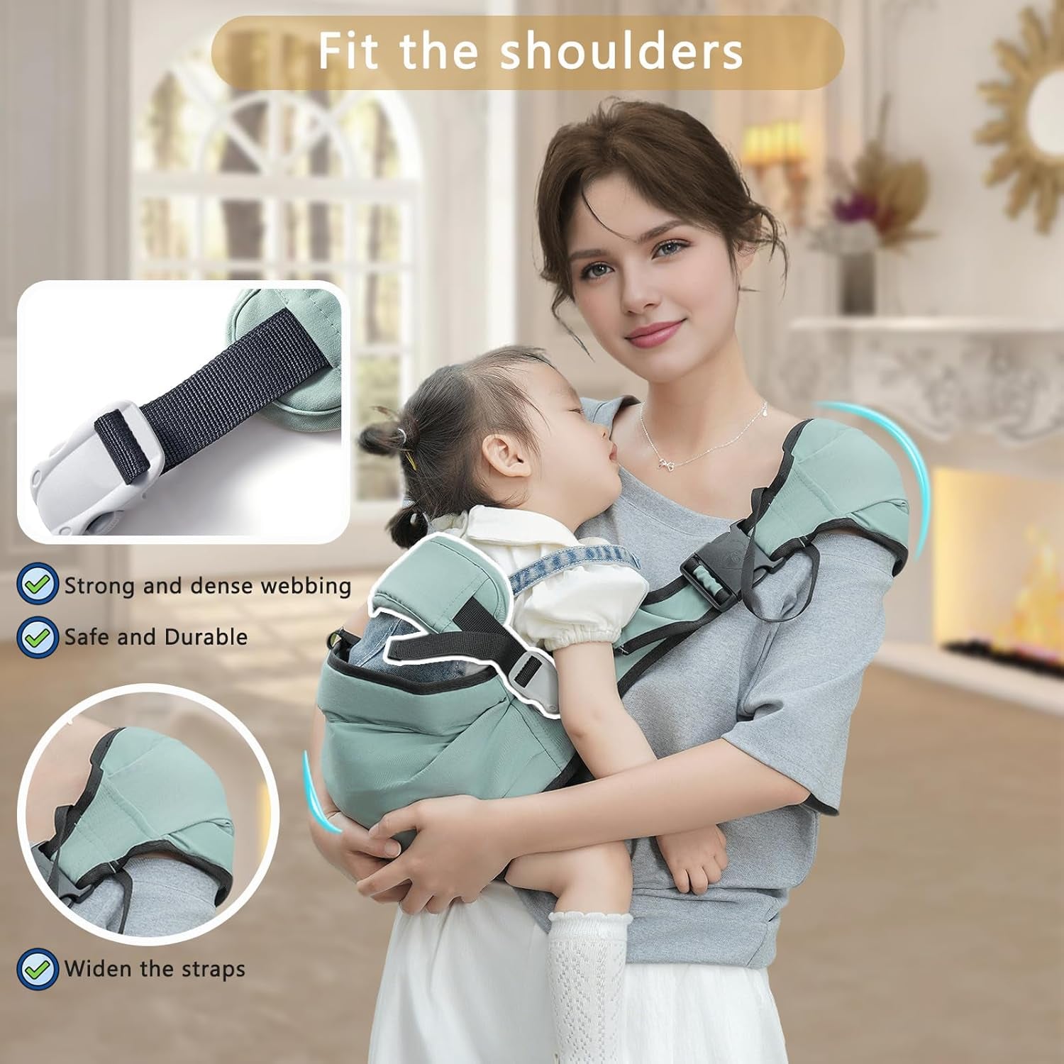 Baby Sling Carrier, Baby Carrier Newborn to Toddler Wrpas Carrier Essentials Safety, Portable and Lightweight, Ergonomic-Designed, Non-Slip Hip Seat Carrying 8-55Lbs(Black)